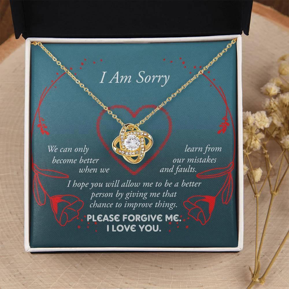 Apology Gift for Girlfriend, Wife, Soulmate - Sorry, Mistakes And Faults - Love Knot Pendant Necklace