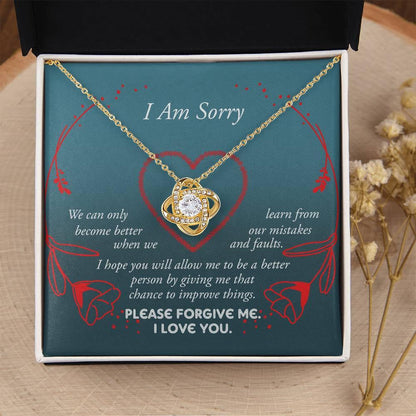 Apology Gift for Girlfriend, Wife, Soulmate - Sorry, Mistakes And Faults - Love Knot Pendant Necklace - Mallard Moon Gift Shop