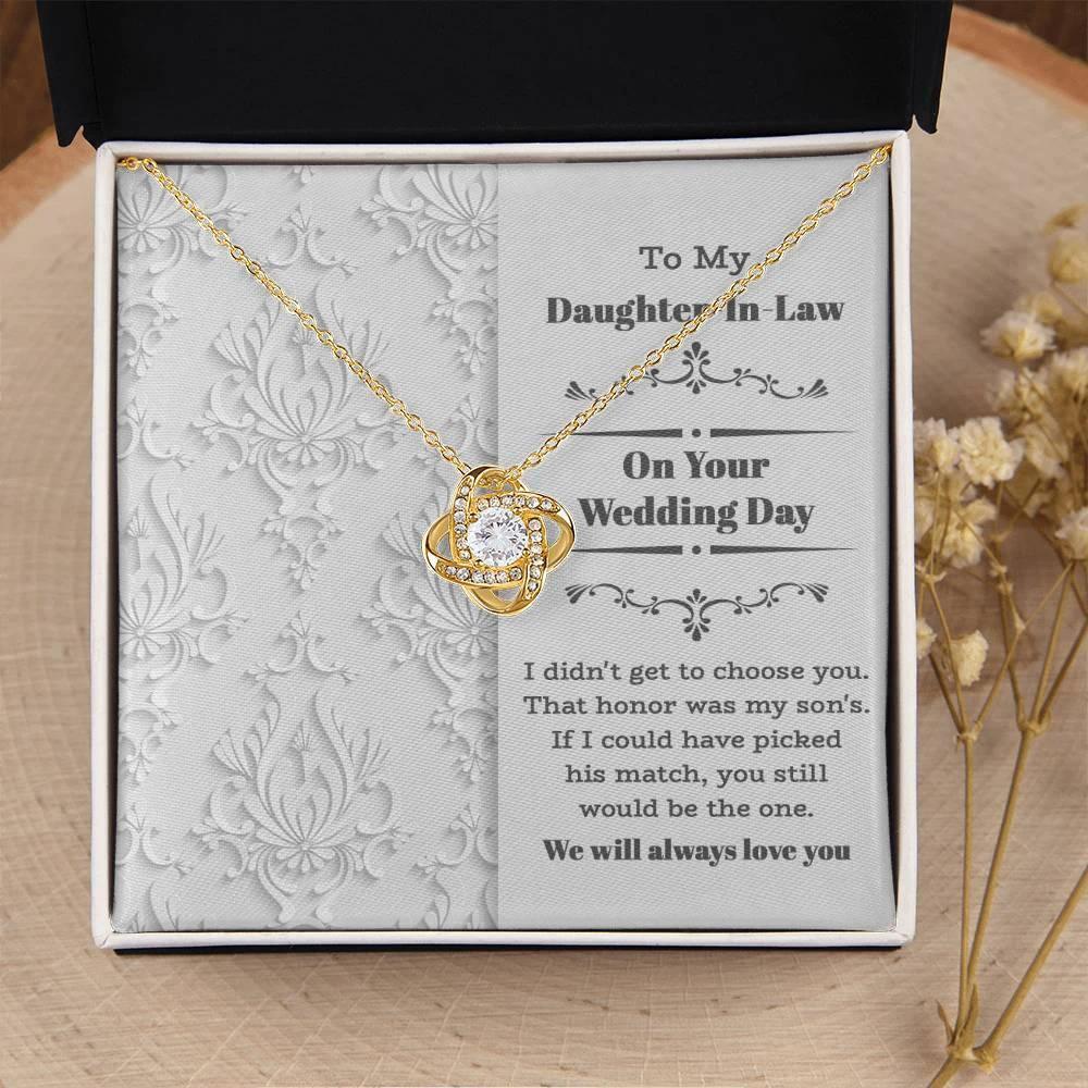 Daughter-In-Law Wedding Day Gift My Son Chose You Love Knot Pendant Necklace