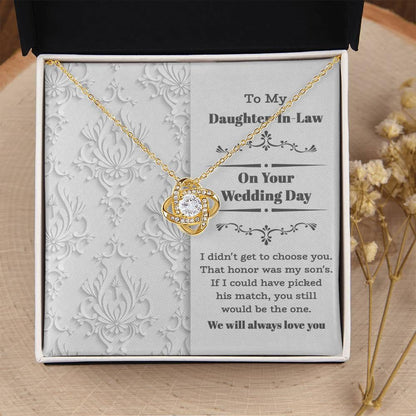 Daughter-In-Law Wedding Day Gift My Son Chose You Love Knot Pendant Necklace - Mallard Moon Gift Shop
