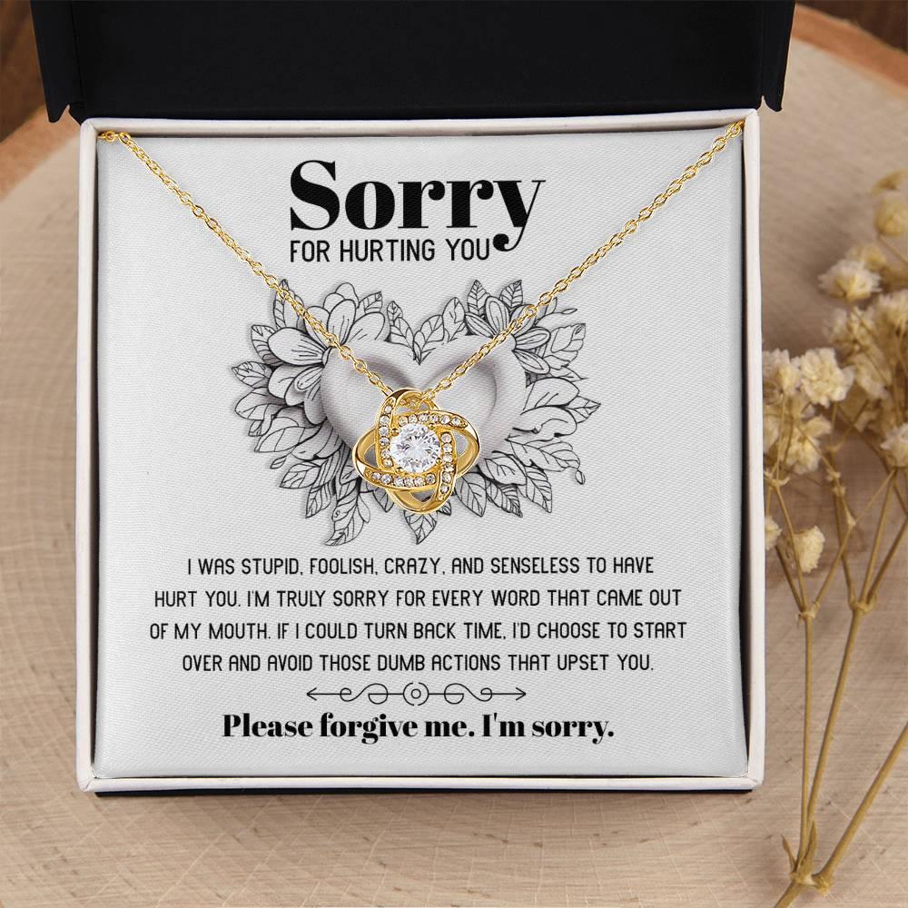 Apology Gift for Girlfriend, Wife, Soulmate-Sorry, Turn Back Time - Love Knot Pendant Necklace - Mallard Moon Gift Shop