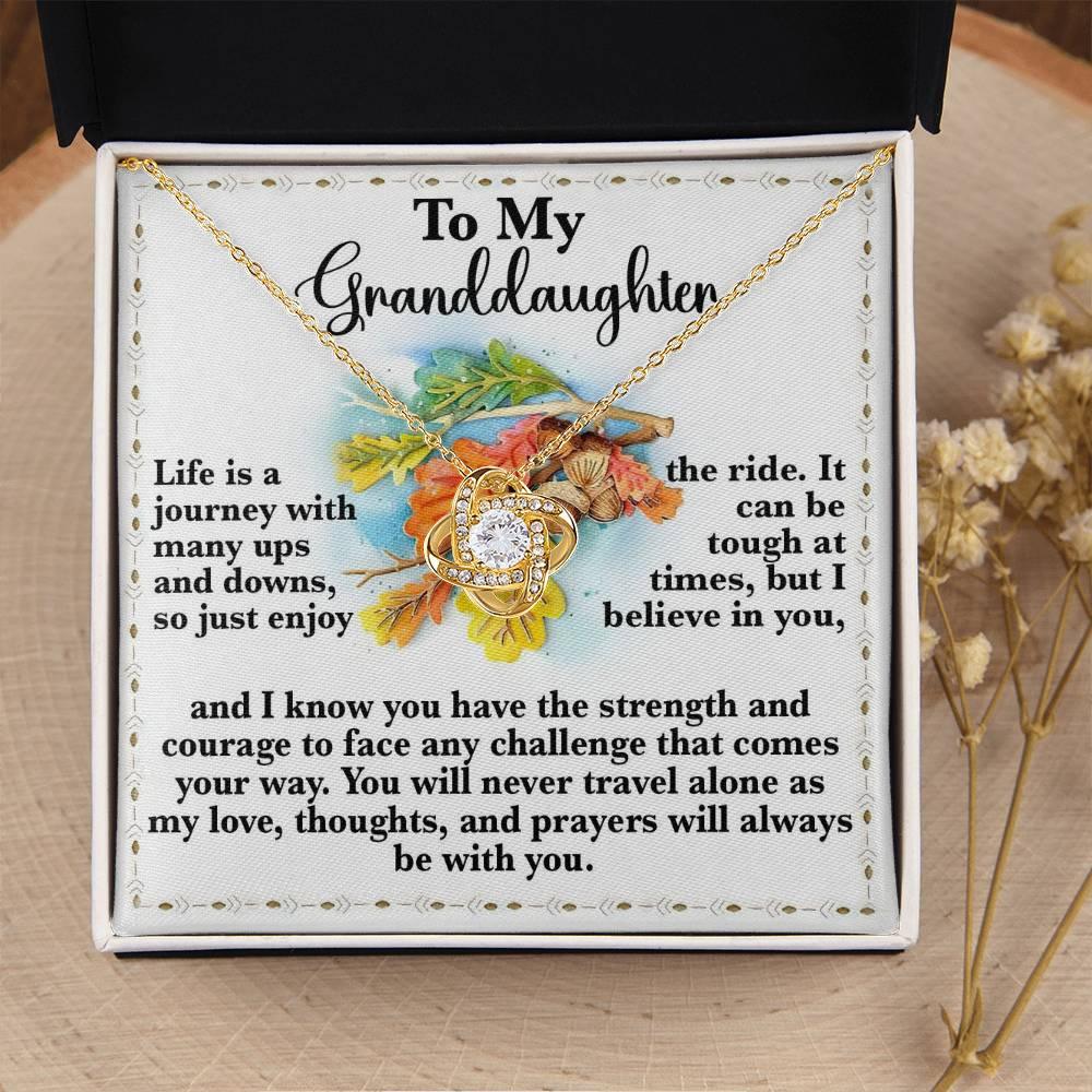 Gift for Granddaughter - Never Travel Alone - Love Knot Pendant Necklace - Mallard Moon Gift Shop