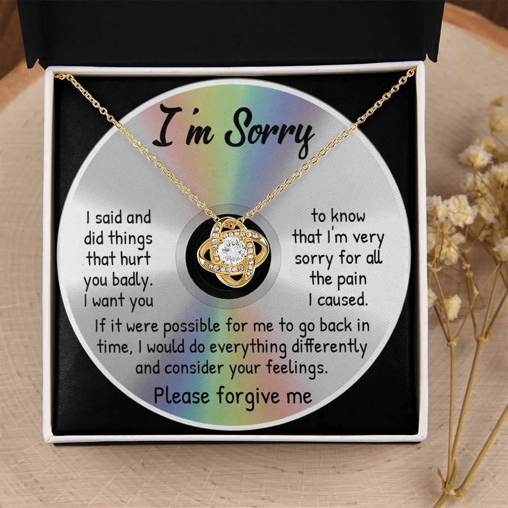 Apology Gift for Girlfriend, Wife, Soulmate - Sorry, Back In Time - Love Knot Pendant Necklace
