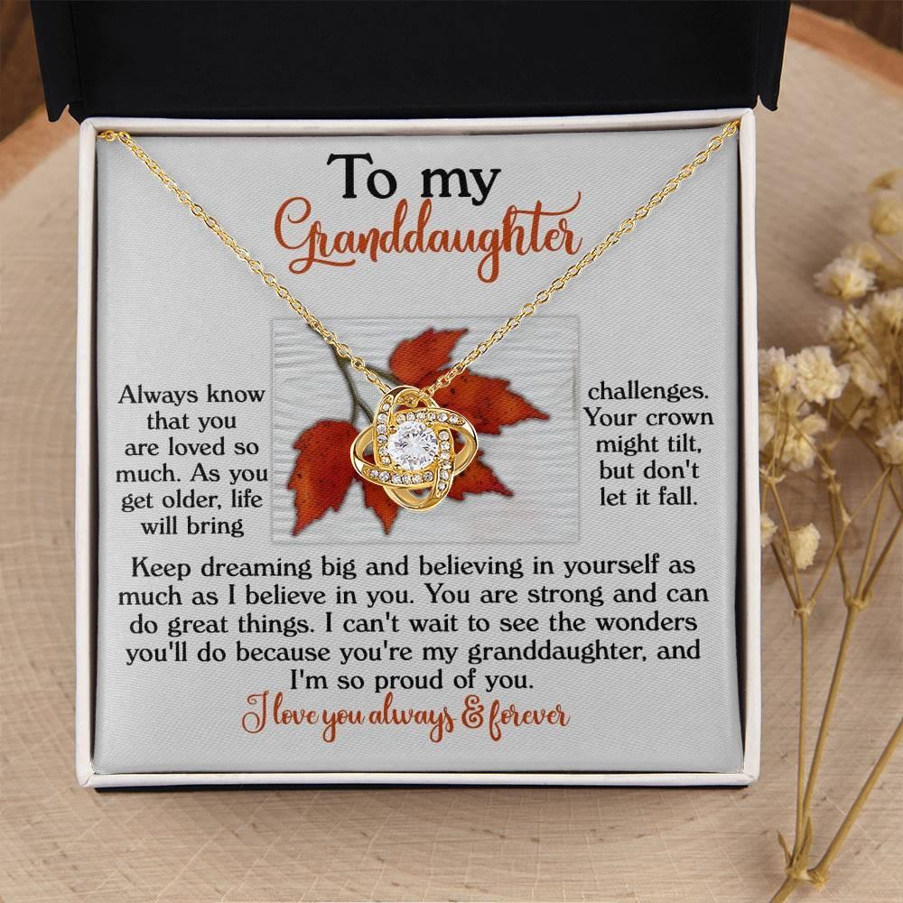 Gift for Granddaughter - Do Great Things - Love Knot Pendant Necklace - Mallard Moon Gift Shop