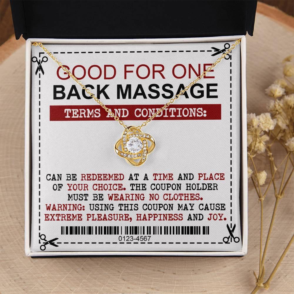 Gift for Wife Back Massage Coupon Love Knot Pendant Necklace - Mallard Moon Gift Shop