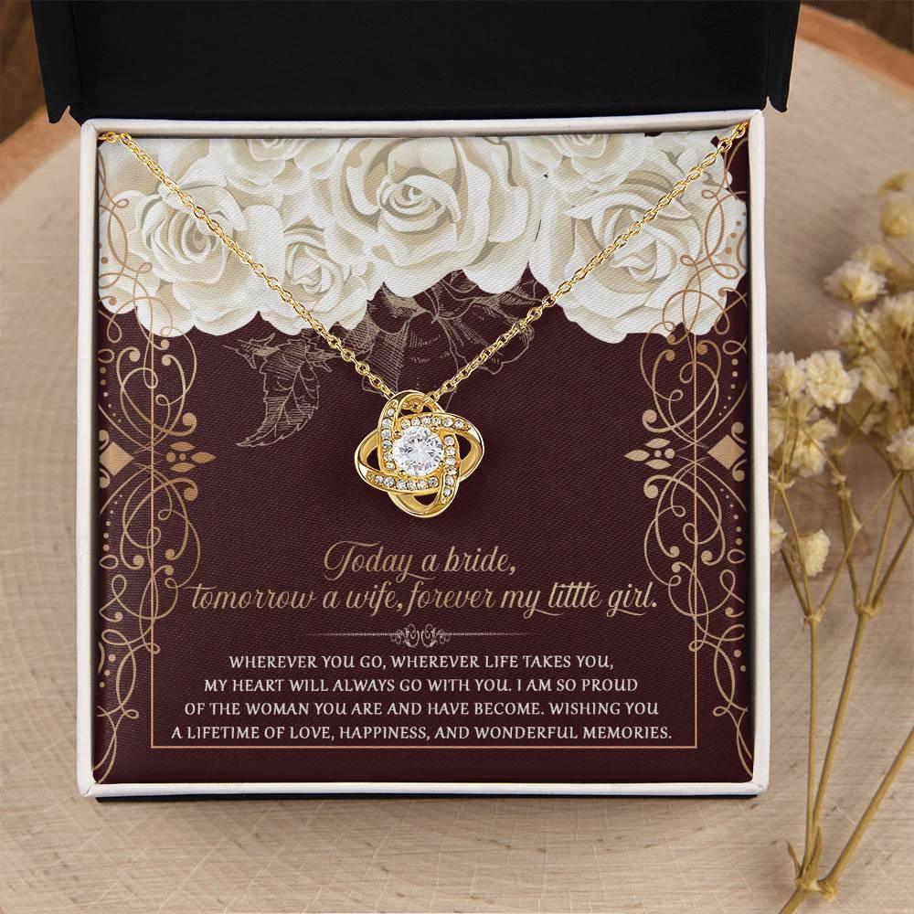 Daughter Wedding Day Gift - Wonderful Memories - Love Knot Pendant Necklace