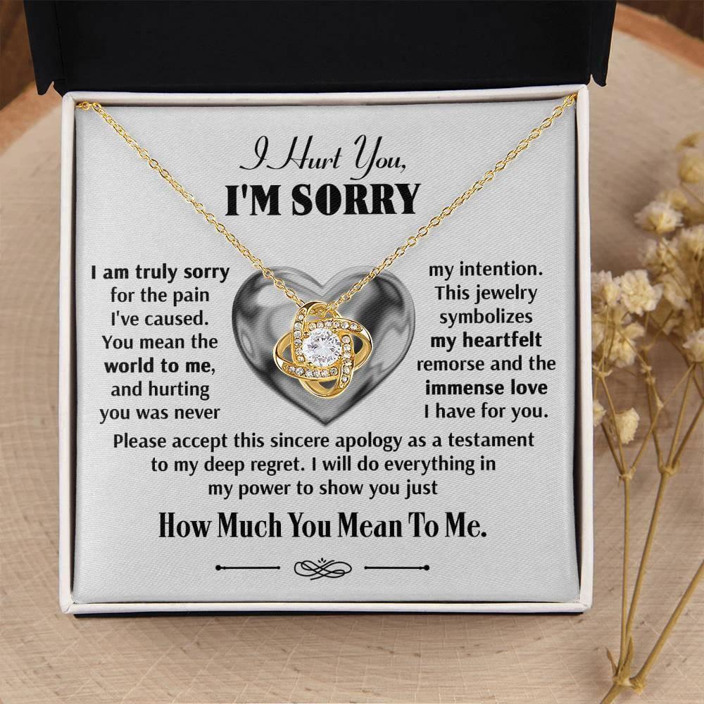 Apology Gift for Girlfriend, Wife, Soulmate - Sorry, Sincere Apology - Love Knot Pendant Necklace