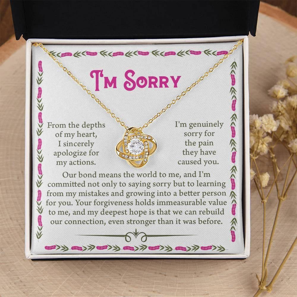 Apology Gift for Girlfriend, Wife - Sorry, For the Pain I Caused - Love Knot Pendant Necklace