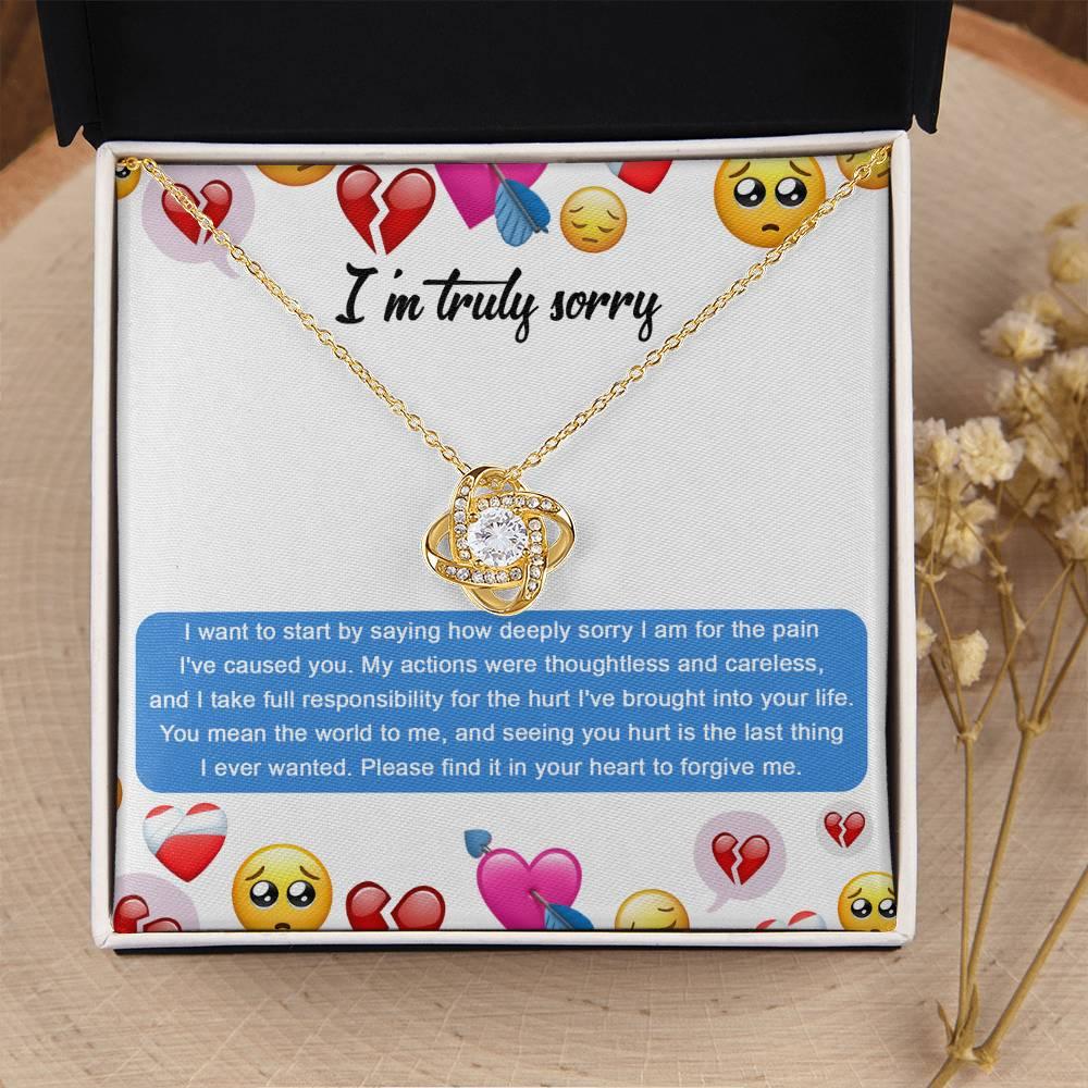 Apology Gift for Girlfriend, Wife, Soulmate - Sorry, How Deeply Sorry - Love Knot Pendant Necklace - Mallard Moon Gift Shop