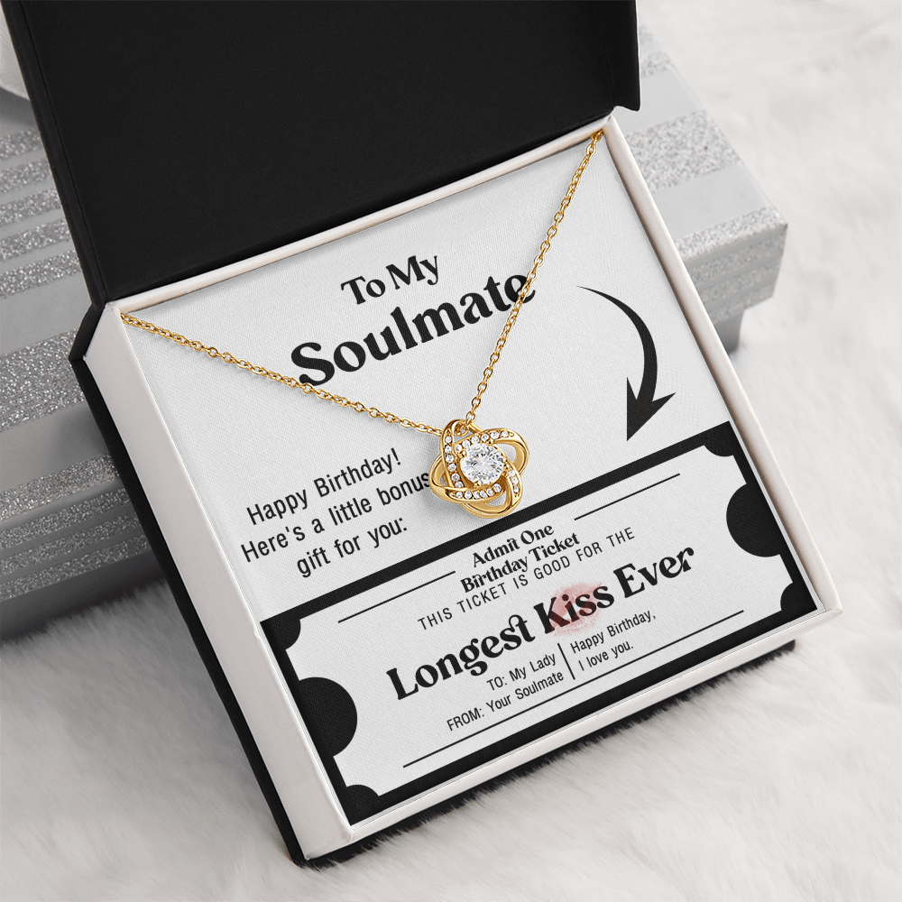 Soulmate Birthday Love Knot Necklace – Longest Kiss Ever Message Card | Romantic Gift for Wife or Girlfriend - Mallard Moon Gift Shop
