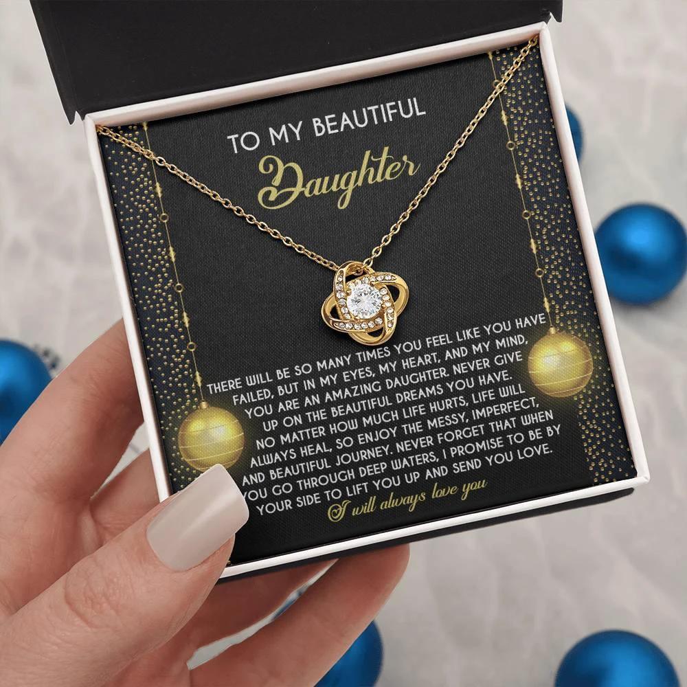 Gift for Daughter - Deep Waters - Love Knot Pendant Necklace
