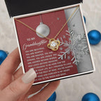 To My Granddaughter – Christmas Love Knot Necklace | “You Are Beautiful, Strong & Loved” Holiday Message Card | Grandparent Gift