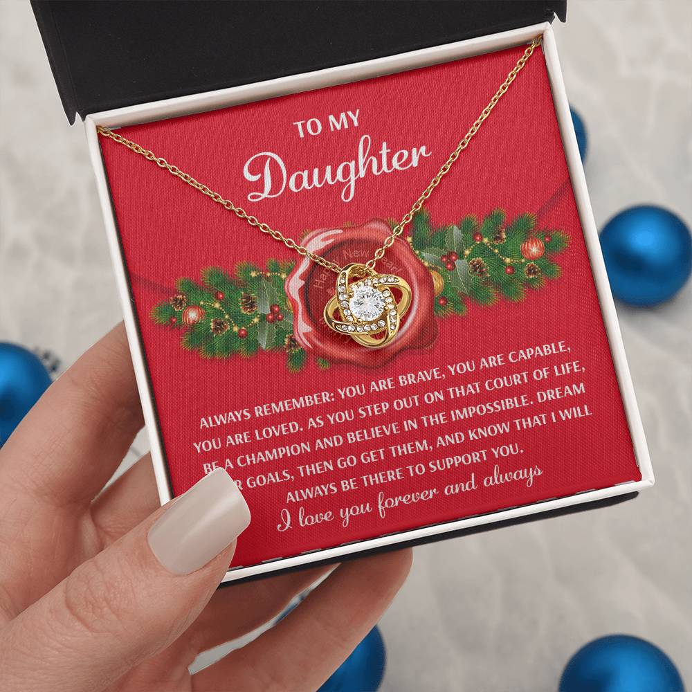 Gift for Daughter - Be A Champion - Love Knot Pendant Necklace - Mallard Moon Gift Shop
