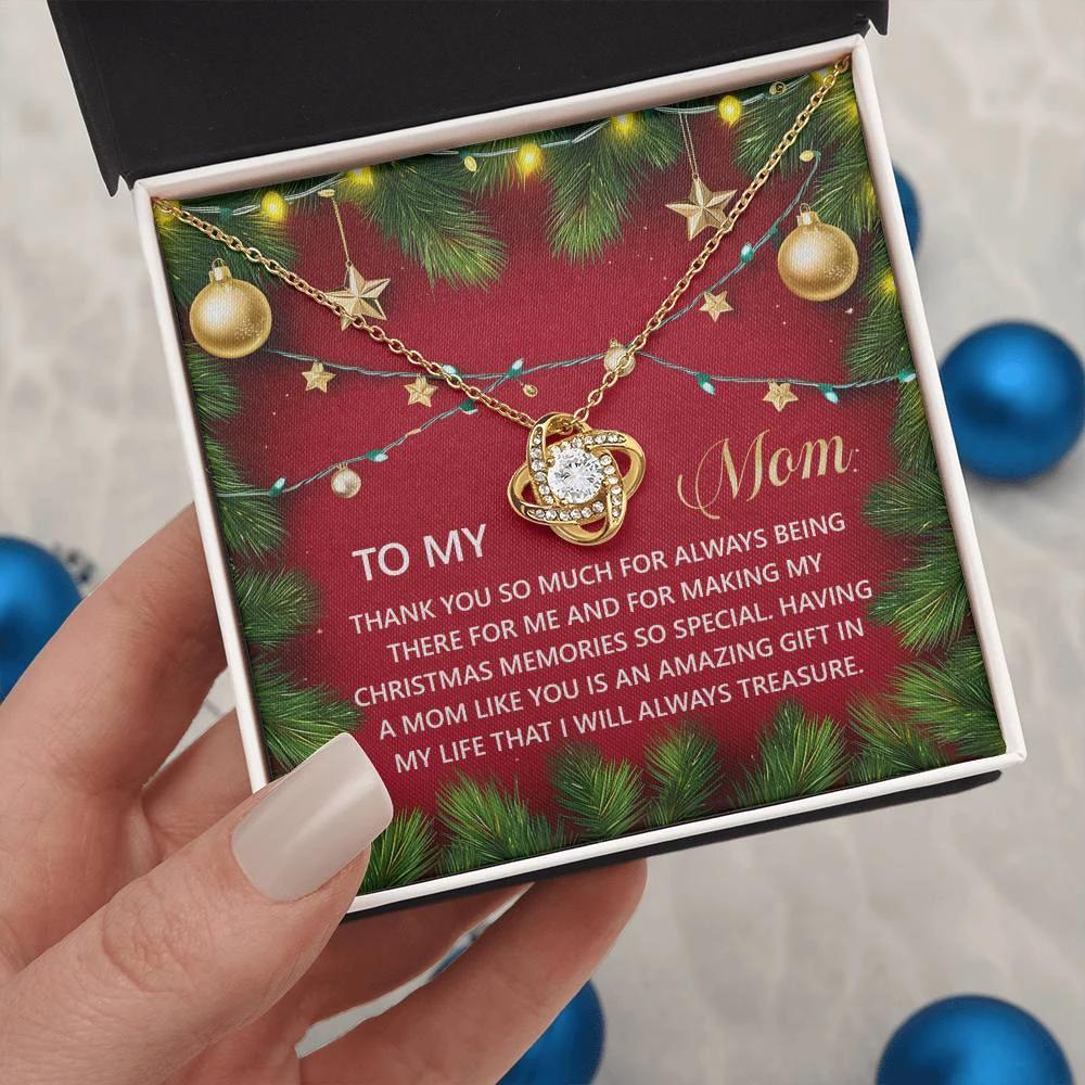 Gift for Mom - Christmas Memories - Love Knot Pendant Necklace