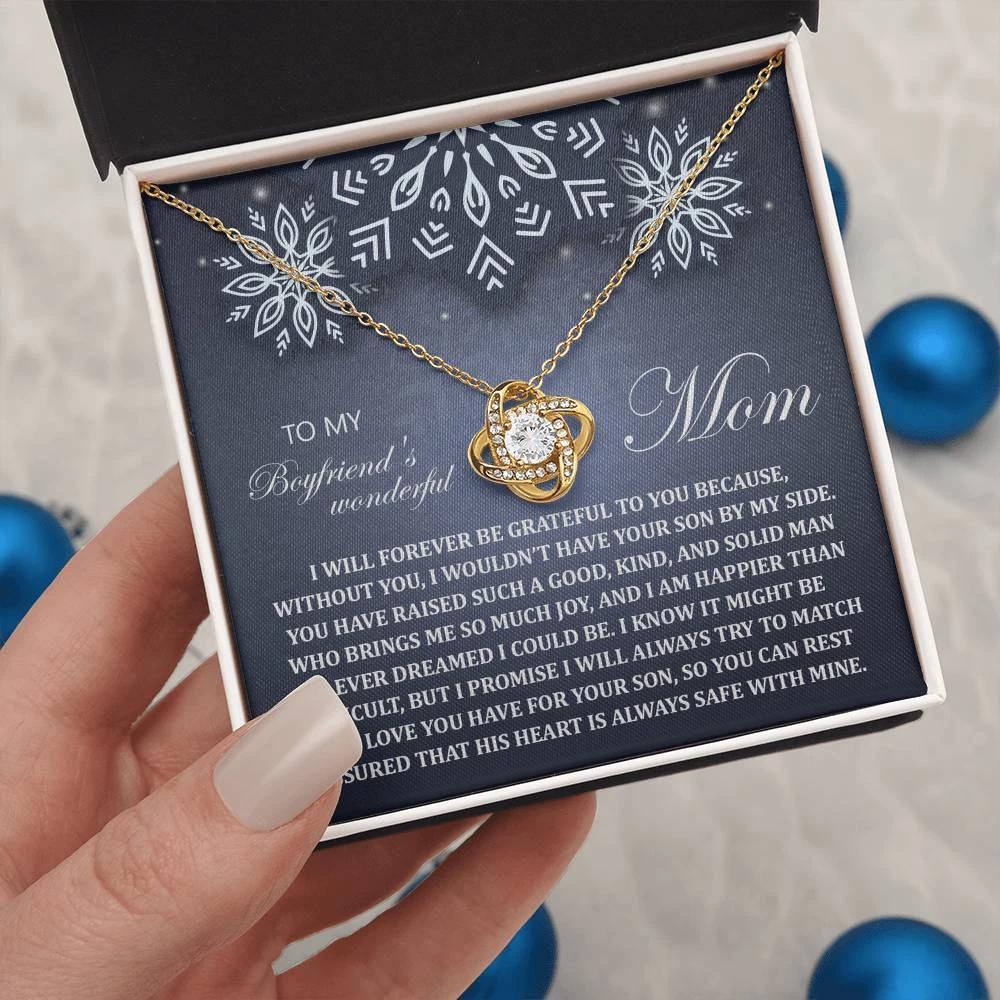 Gift for Boyfriend's Mom - By My Side - Love Knot Pendant Necklace