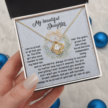 Gift for Daughter - Proud Of Yourself - Love Knot Pendant Necklace - Mallard Moon Gift Shop