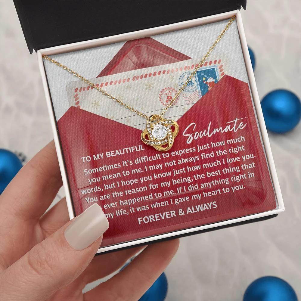 Soulmate Love Knot Necklace – “Forever & Always” Letter-Inspired Romantic Gift for Her