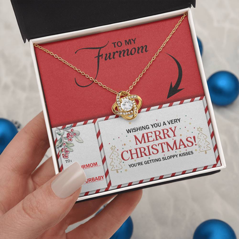 Gift for Furmom - Sloppy Kisses - Love Knot Pendant Necklace - Mallard Moon Gift Shop