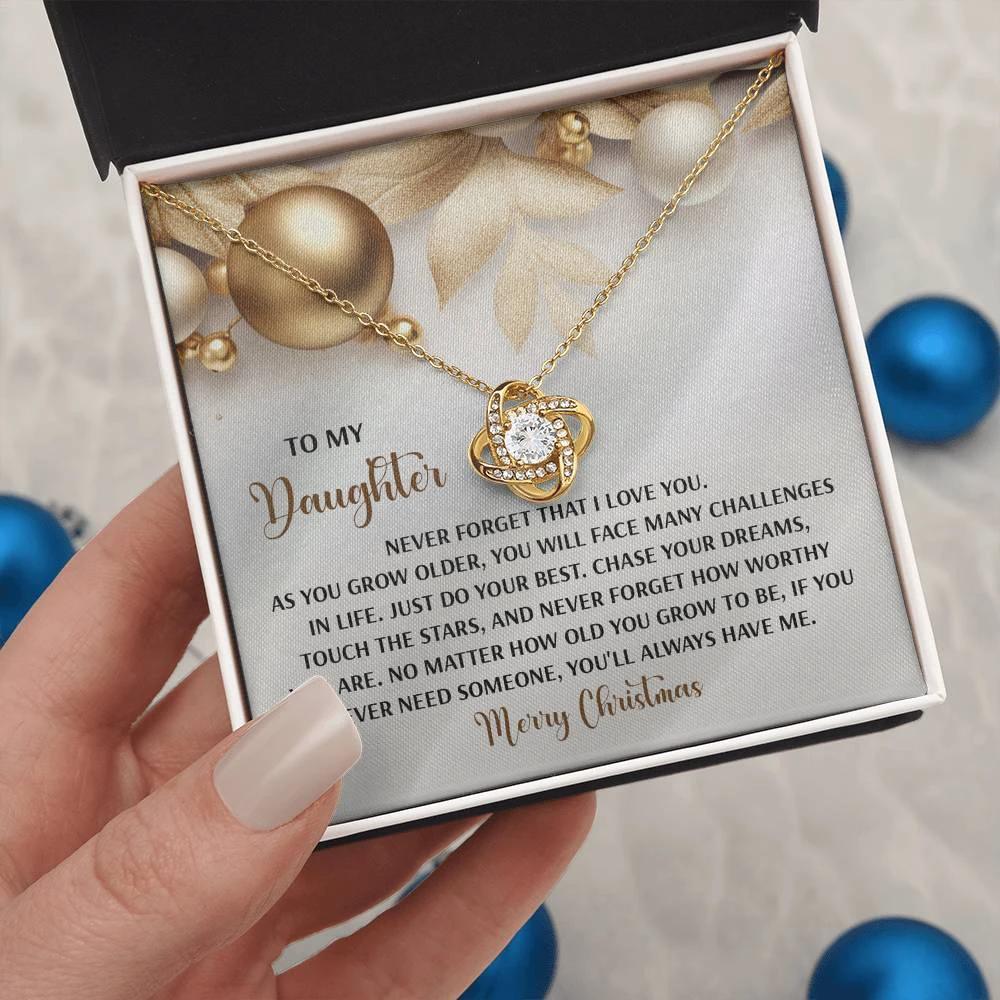 Gift for Daughter - How Worthy - Love Knot Pendant Necklace Christmas Present