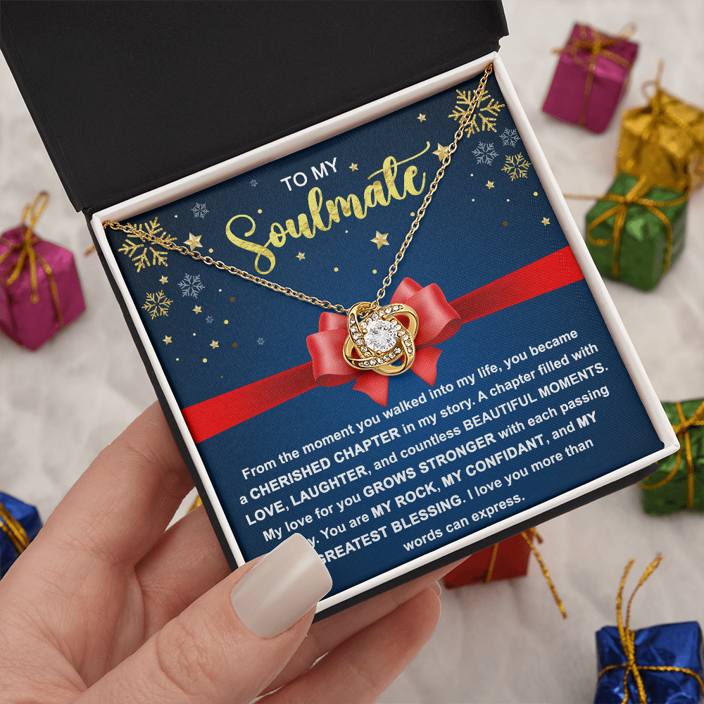 To My Soulmate - My Rock, My Confidant, My Greatest Blessing - Love Knot Pendant Necklace - Mallard Moon Gift Shop