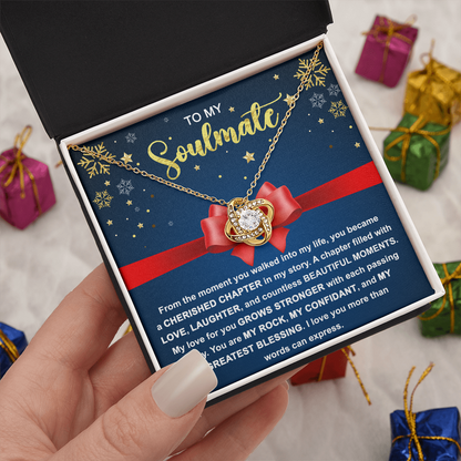 To My Soulmate - My Rock, My Confidant, My Greatest Blessing - Love Knot Pendant Necklace - Mallard Moon Gift Shop