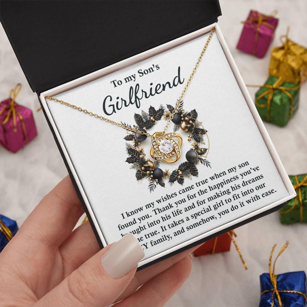 Gift for Son's Girlfriend - My Wishes Came True When He Found You - Love Knot Pendant Necklace - Mallard Moon Gift Shop