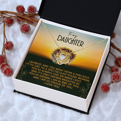 Daughter - Grown Brighter - Love Knot Pendant Necklace - Mallard Moon Gift Shop