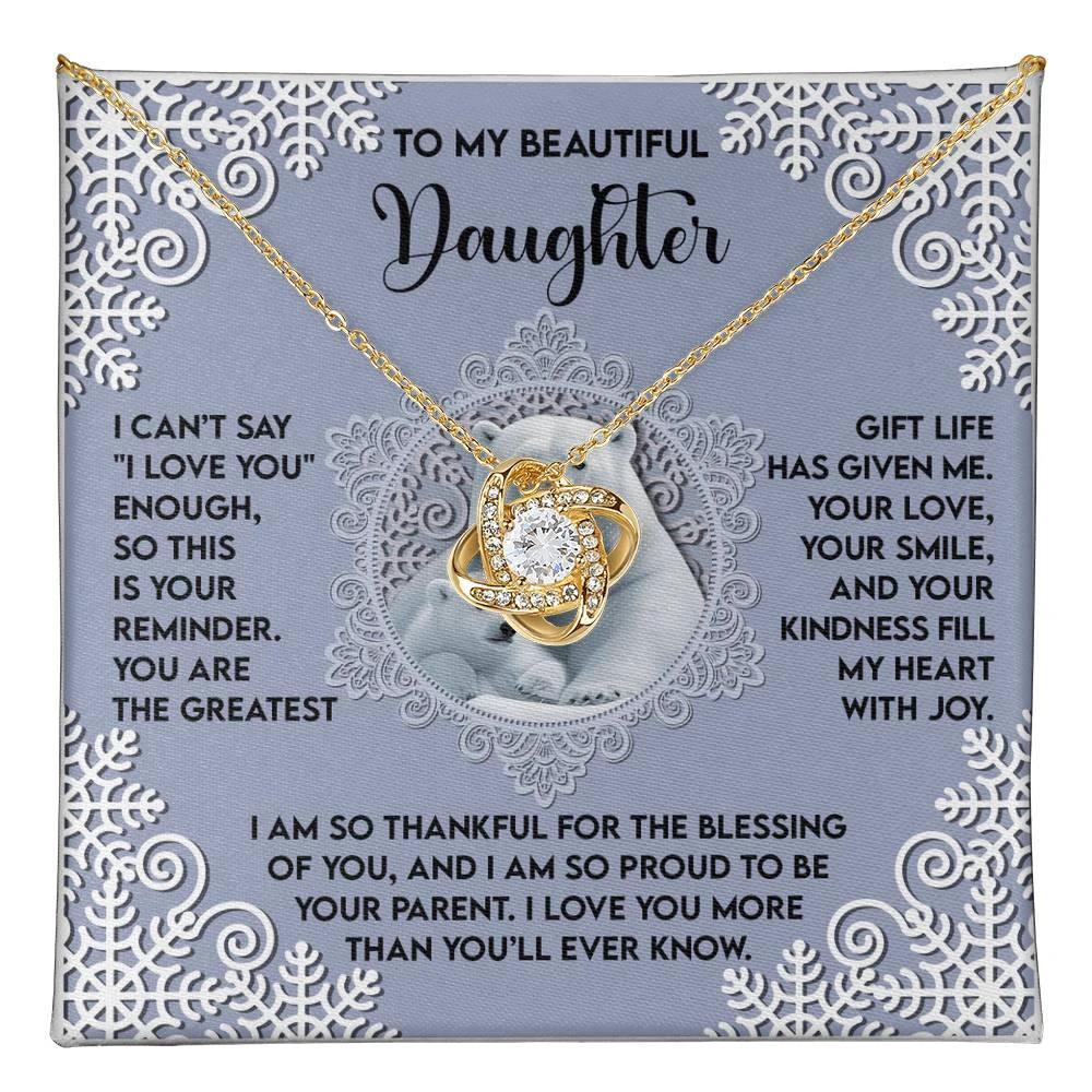 Gift for Daughter - Fill My Heart My Heart With Joy - Love Knot Pendant Necklace