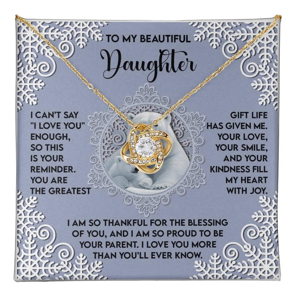 Gift for Daughter - Fill My Heart - Love Knot Pendant Necklace - Mallard Moon Gift Shop