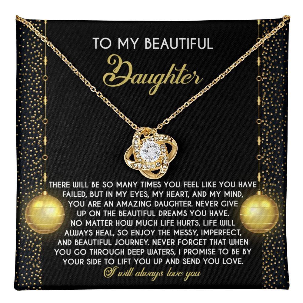 Gift for Daughter - Deep Waters - Love Knot Pendant Necklace