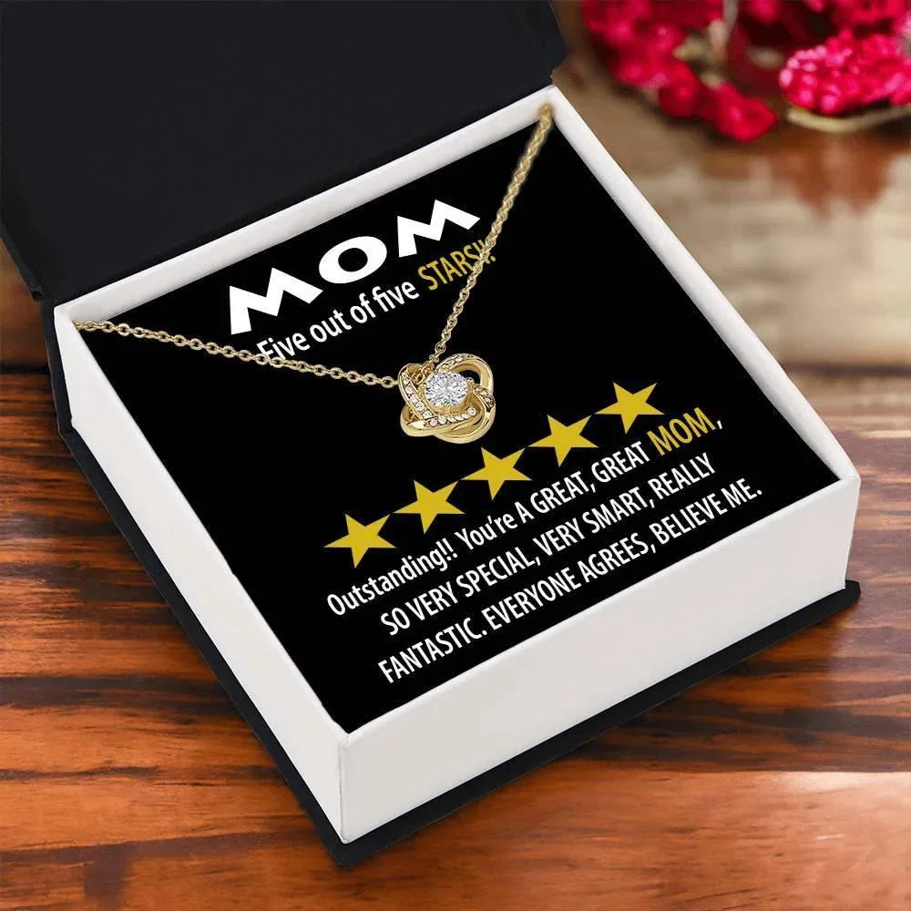 Mom - Five of Five Stars Outstanding You're A Great, Great Mom Love Knot Necklace
