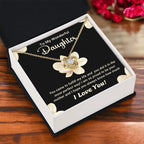 To My Wonderful Daughter – Love Knot Necklace with Magnolia Flower Message Card | Proud Mom Gift for Birthday or Graduation