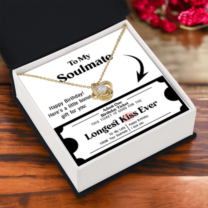 Soulmate Birthday Love Knot Necklace – Longest Kiss Ever Message Card | Romantic Gift for Wife or Girlfriend - Mallard Moon Gift Shop