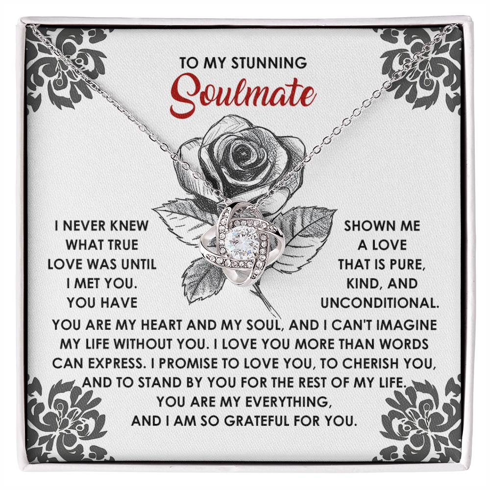 To My Stunning Soulmate Love Knot Necklace – A Romantic Gift to Cherish and Celebrate Unconditional Love - Mallard Moon Gift Shop