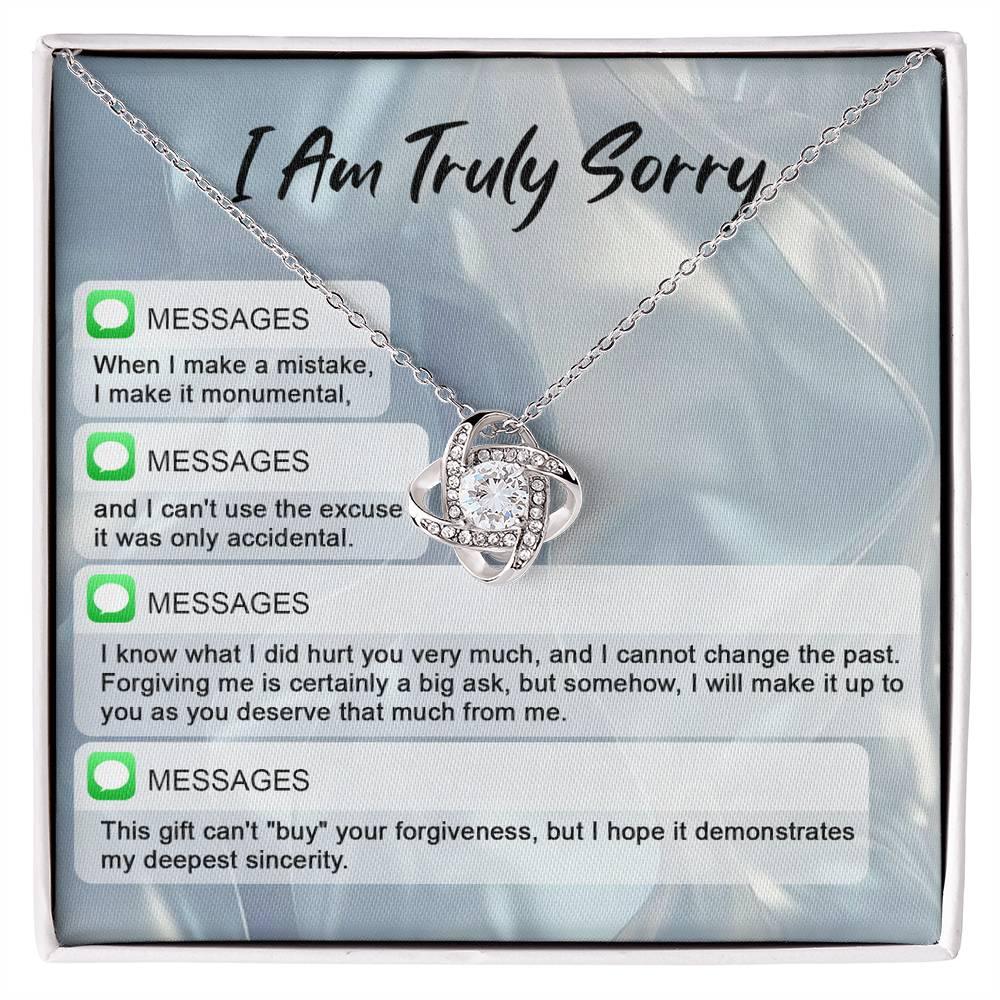 Gift for Girlfriend, Wife - Sorry, Make A Mistake - Love Knot Pendant Necklace - Mallard Moon Gift Shop