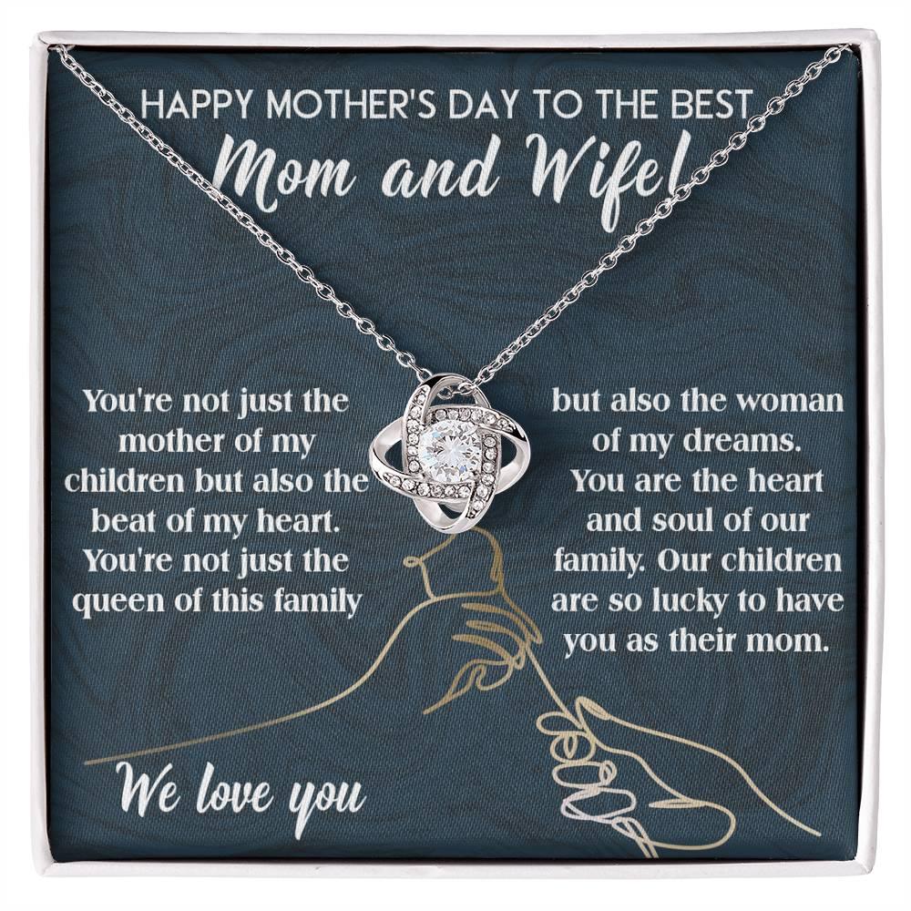 Mother's Day Gift to Wife You're the Mother of My Children and the Beat of My Heart Love Knot Pendant Necklace - Mallard Moon Gift Shop
