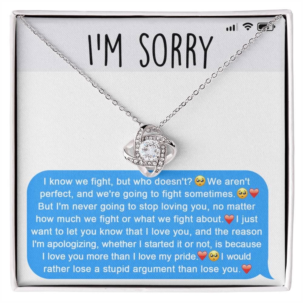 Apology Gift for Girlfriend, Wife, Soulmate - Sorry, Stupid Argument - Love Knot Pendant Necklace - Mallard Moon Gift Shop