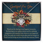 Thanksgiving Gift for Her – “Grateful for You” Necklace with Message Card | Heartfelt Jewelry Gift for Her