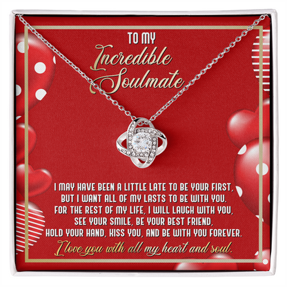 Gift for Soulmate - I Love You with All My Heart and Soul - Love Knot Necklace - Mallard Moon Gift Shop