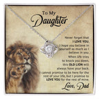 To My Daughter – “Old Lion” Dad & Daughter Love Knot Necklace | Inspirational Father-to-Daughter Gift with Heartfelt Lion Message Card