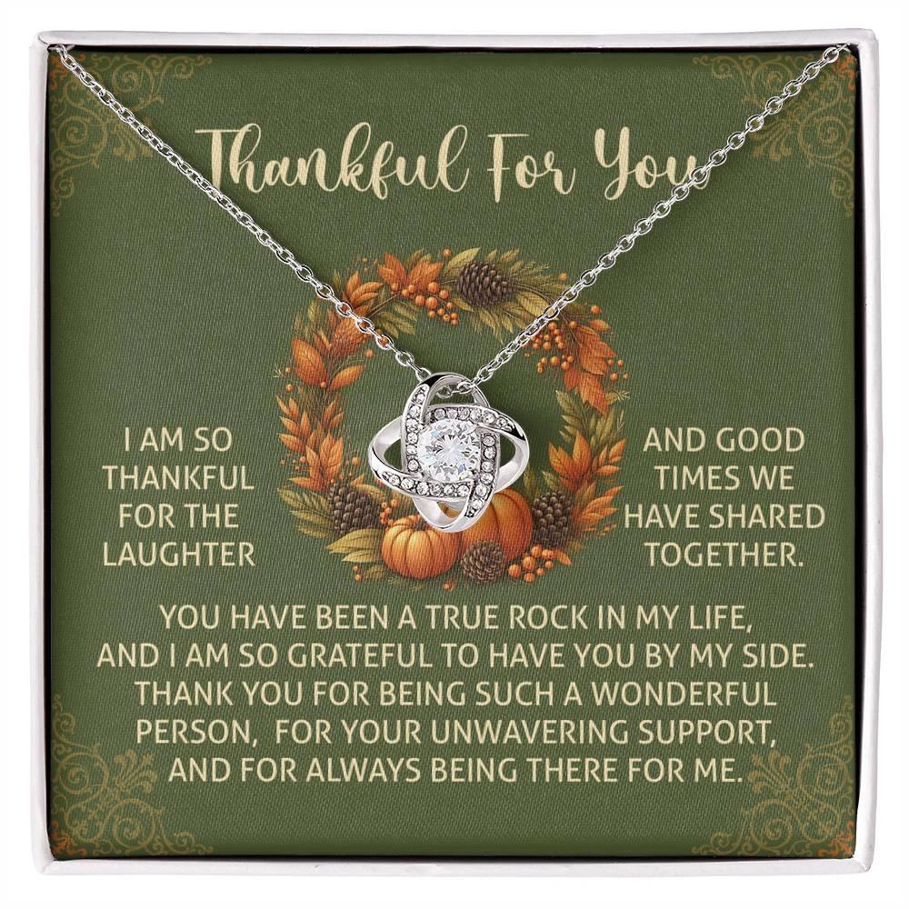 Thanksgiving Gift for Her – “By My Side” Love Knot Necklace with Message Card | Heartfelt Gratitude Gift for Mom, Sister, or Best Friend