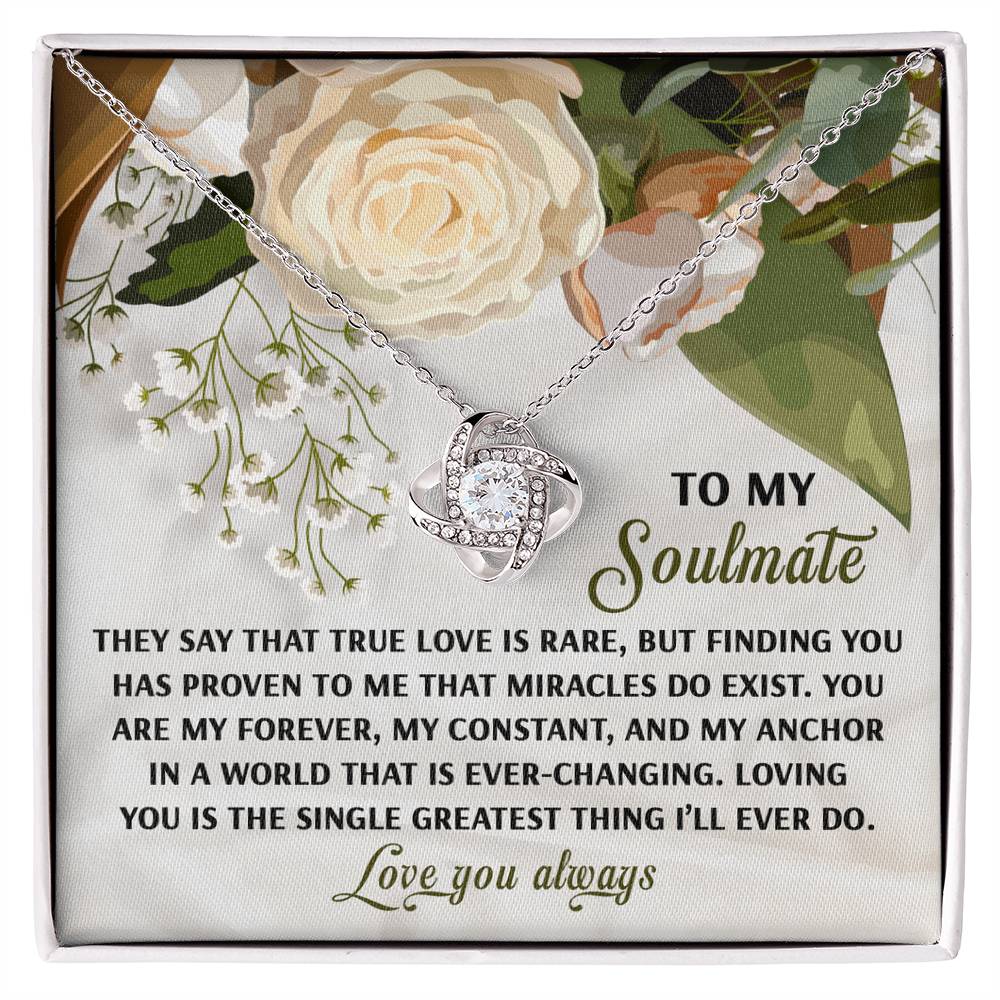 Romantic Anniversary, Valentine's Day Gift for Soulmate, Wife, Girlfriend - Miracles Exist - Love Knot Pendant Necklace - Mallard Moon Gift Shop