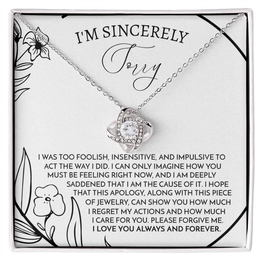 Apology Gift for Girlfriend, Wife, Soulmate -Sorry, Care For You - Love Knot Pendant Necklace