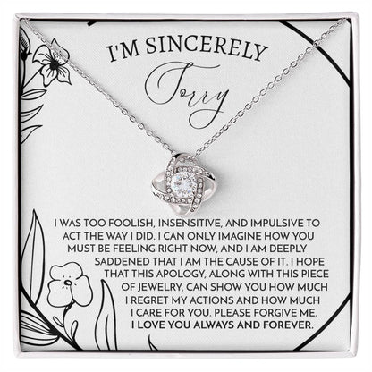 Apology Gift for Girlfriend, Wife, Soulmate -Sorry, Care For You - Love Knot Pendant Necklace - Mallard Moon Gift Shop