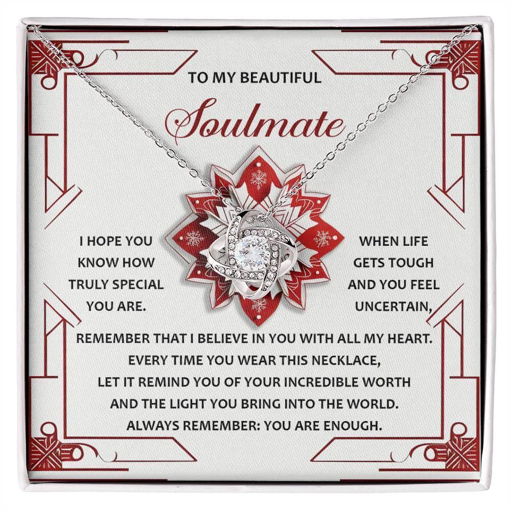 Gift for Soulmate - You Are Enough - Love Knot Pendant Necklace