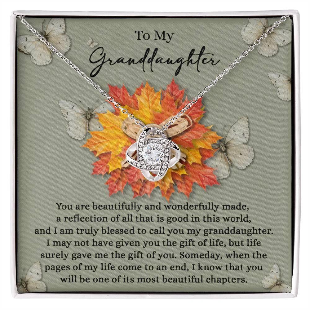 Granddaughter – Love Knot Necklace Gift | “Gift of You” Sentimental Message Card | Grandparent Keepsake for Birthday, Christmas & Special Milestones