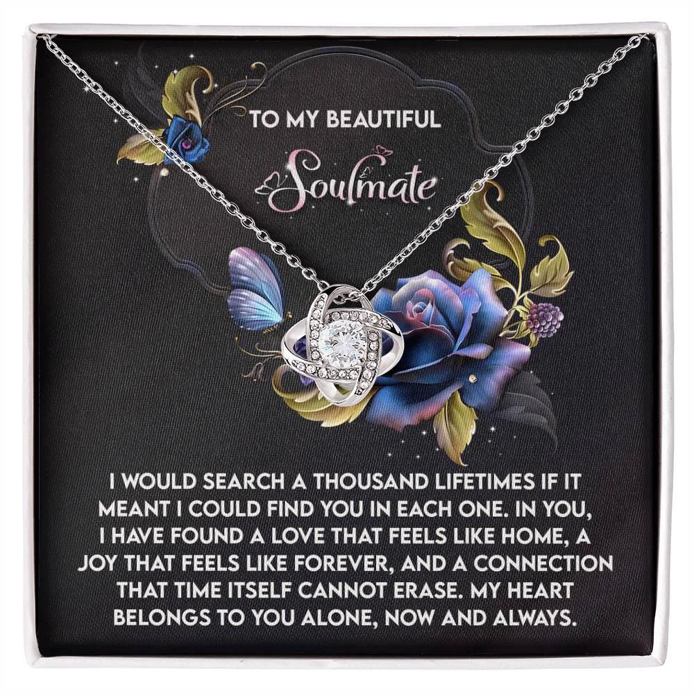 Romantic Anniversary, Valentine's Day Gift for Soulmate, Wife, Girlfriend - Feels Like Home - Love Knot Pendant Necklace