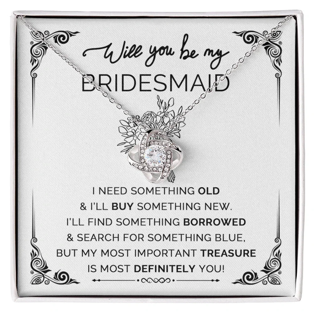 Will You Be My Bridesmaid? Love Knot Necklace with Heartfelt Proposal Card – Unique Bridal Party Gift Idea
