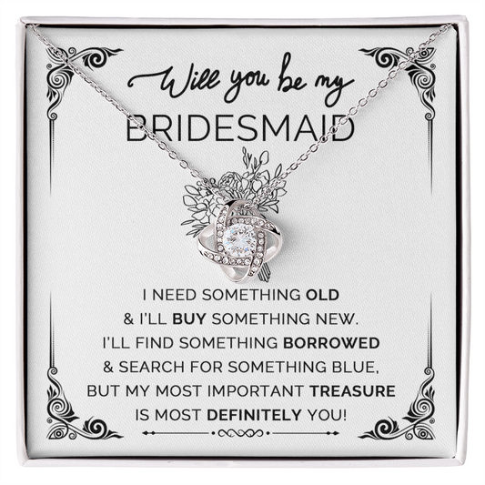 Will You Be My Bridesmaid? Love Knot Necklace with Heartfelt Proposal Card – Unique Bridal Party Gift Idea