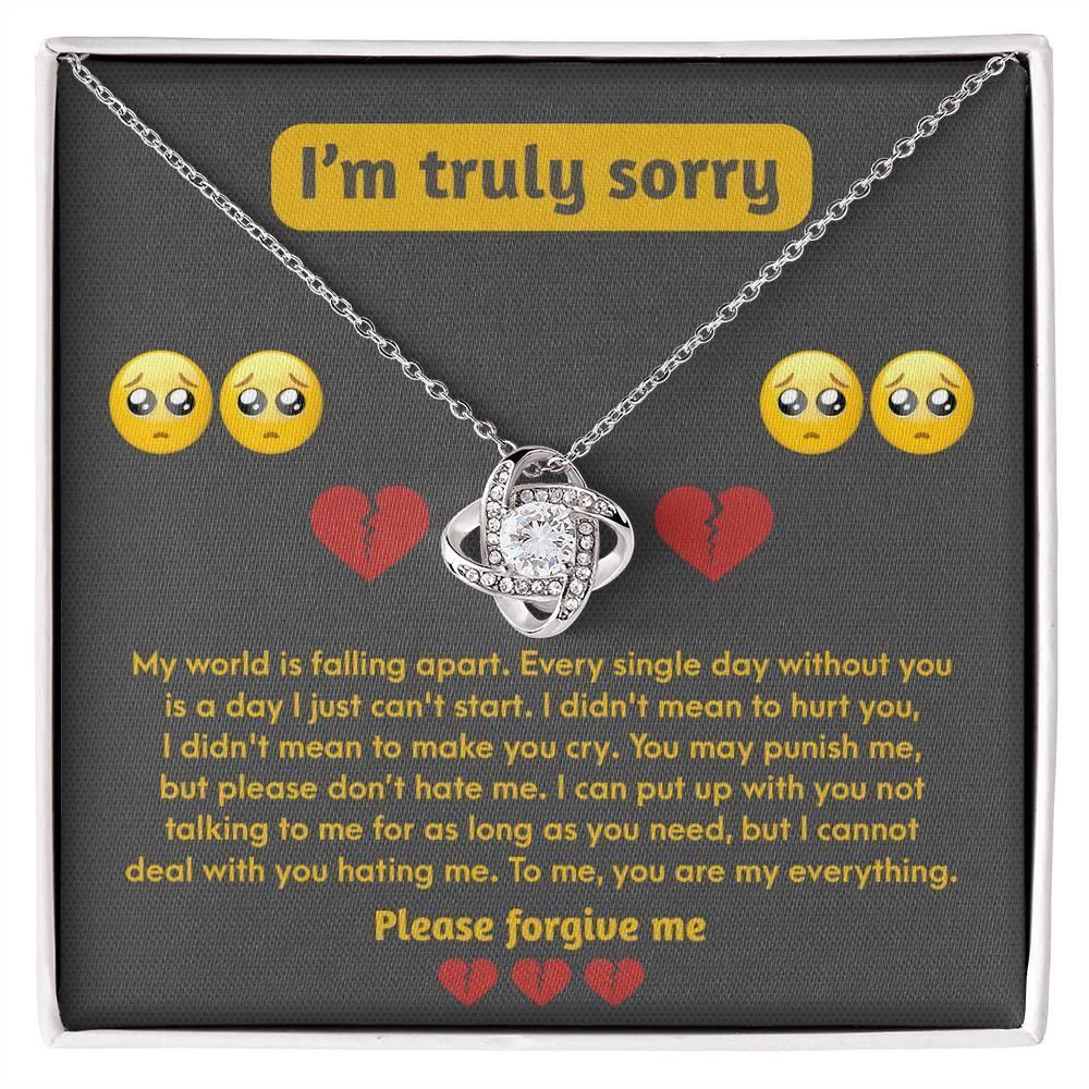 Apology Gift for Girlfriend, Wife, Soulmate - Sorry, Make You Cry - Love Knot Pendant Necklace
